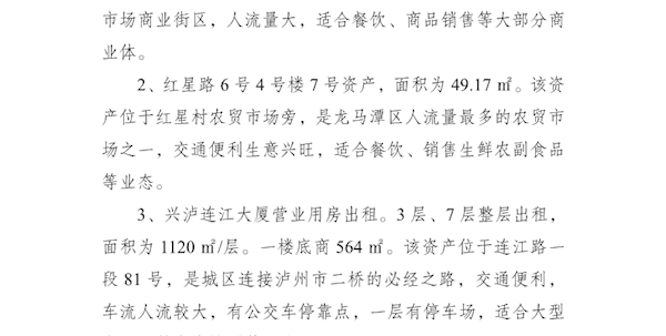 兴泸资产公司2025年6月营业用房招租公告